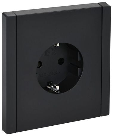 Розетка СП FORTE&PIANO FP115 16А с заземл. защ. шторки винт. крепл. черн. IEK FP-R14-16-K02