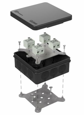 Коробка огнестойкая для о/п двухкомпонентная 60-0303-9005-FR6.0-8 Е15-Е120 100х100х40 IP66 8p, 6.0 мм.кв. черная| | Промрукав Строитель