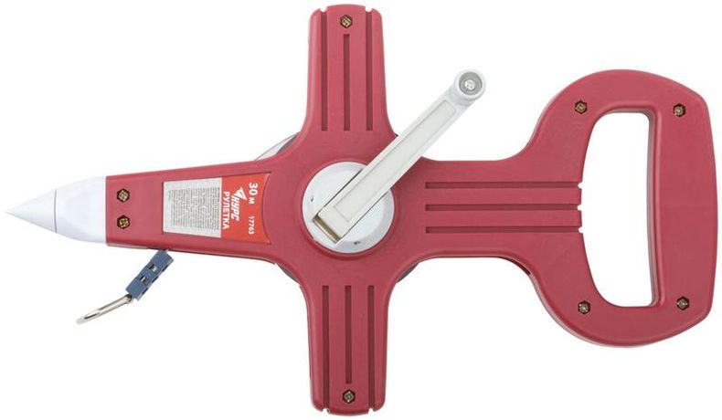 Рулетка геодезическая 30м стальная лента открытый пластик. корпус красн. КУРС 17763