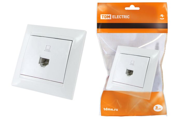 Розетка компьютерная RJ45 белая "Лама" | SQ1815-0016 TDM