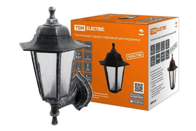 Светильник садово-парковый НБУ 06-60-001 шестигранник, настенный, пластик, расс.пластик, серебро | SQ0330-0791 TDM