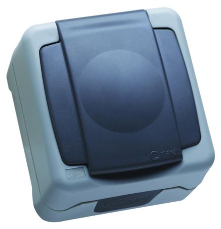 герметичная серая розетка с крышкой IP55 (винтовой зажим) - 36064029 Makel