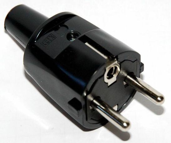 Вилка кабельная прямой ввод ПВХ с мультизаземлением 16A 2P+E 250V IP20, чёрный - 1418000 ABL SURSUM