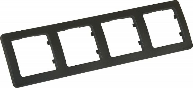 Рамка четырёхместная, скрытой установки, цвет черный | Р404-08 HEGEL
