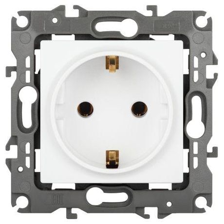 Розетка однофазная скрытого монтажа, в рамку с заземлением без шторок белый матовый 16А 250В IP20 автоматические (безвинтовые) зажимы 12-2101-01М Эра 12 - Б0065700