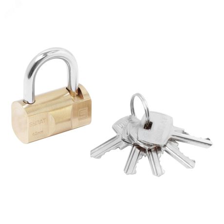 Замок навесной БУЛАТ ВС 1-О40 латунный 5кл. d=6мм - 13643 ПТК