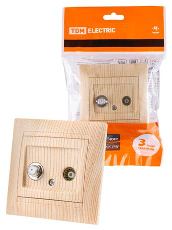 Розетка TV ("мама") + SAT (F-разъем) 0-2400МГц сосна "Лама" | SQ1815-0320 TDM