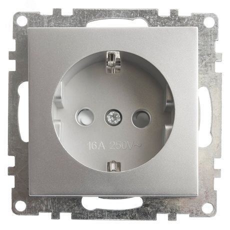 Розетка электрическая 1-местная с/з (механизм), 250В, 16А, серия Катрин, GLS16-7110-03, серебро | 39582 STEKKER FERON