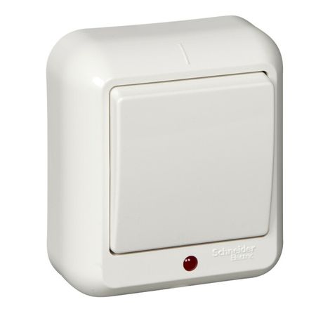 Выключатель 1-кл. ОП Прима 10А IP20 с подсветкой бел. (опт. упак.) SchE VA1U-111-B APC