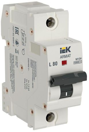 Автоматический выключатель однополюсный M10H 1P L 80А ARMAT | AR-M10H-1-L080 IEK