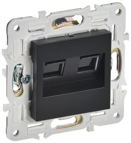 Розетка компьютерная двойн. RJ45 кат.6 SKANDY SK-K04Bl черн. IEK SK-K20-2-K02