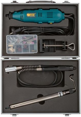 Гравировальная машина 135 Вт, 10000-32000 об/мин, 2.4/3.2 мм, БС щеток, набор насадок , алюмин. кейс - 80592 РОС