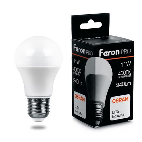Лампа светодиодная .PRO LB-1011 Шар E27 11W 4000K OSRAM LED | 38030 Feron