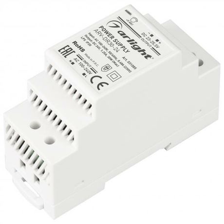 Блок питания ARV-DR30-24 (24V, 1.25A, 30W) (Arlight, IP20 DIN-рейка) | 031085 Arlight