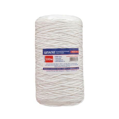 Шпагат ПП 1000 Текс, белый, 500 м | 140363 Tech-KREP