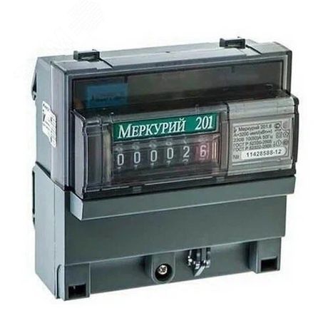 Счетчик Меркурий 201.6 1ф 10-80А класс точн. 1.0 1 тариф. импульс. вых. мех. ОУ Инкотекс 00000032417