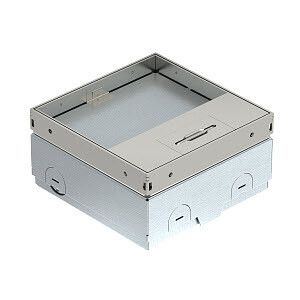 Лючок UDHOME-ONE с розетками (крышка - выемка 15 мм) 140х140х75–105 мм, нагрузка 1529 кг нерж. сталь | 7368290 OBO Bettermann