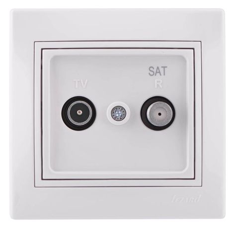 Розетка телевизионная проходная TV/SAT Mira с бел. вставкой LEZARD 701-0202-160