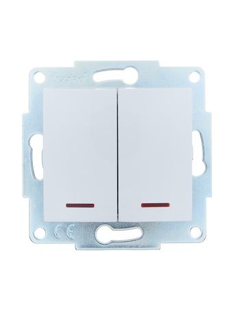 Выключатель 2-кл. 1п СП ASTI 10А IP20 с подсветкой механизм бел. LEZARD 7081-0288-112