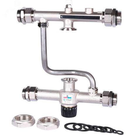 Узел насосно-смесительный с термостатическим клапаном 30-60 град.C, без насоса - RG008VBJO20LTU STOUT SDG-0120-007000