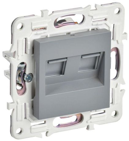 Розетка компьютерная двойн. RJ45 кат.6 SKANDY SK-K04Gr сер. IEK SK-K20-2-K03