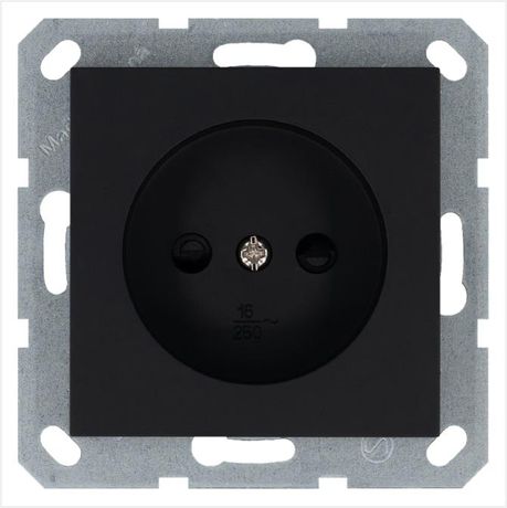 Розетка без заземления с защитными шторками 16A 250V~ 2P, цвет черный матовый (soft touch) - G5503PB Jasmart