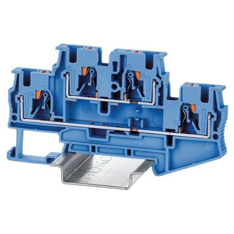 Клемма двухуровневая , зажим push-in, 4 точки подключения, кв.мм, синяя - VPRTT-4-BU ДКС