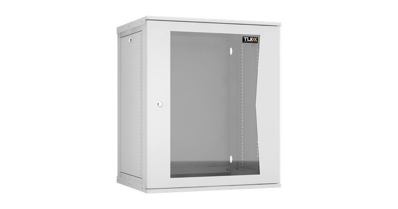 Настенный разборный шкаф 19 дюймов, 15U, стекло, 600х450, GY - ЭКО44086 TLK TWI-156045-R-G-GY