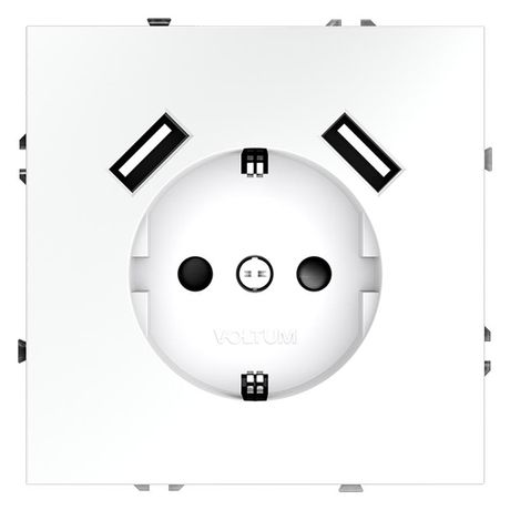 Розетка 1-м СП S70 16А с USB A+A заземл. защ. шторки механизм бел. матов. Voltum VLS040402 Voltum арт. VLS040402