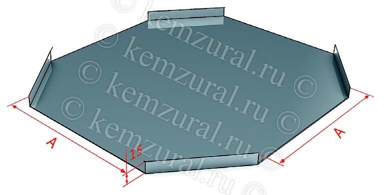 Крышка для X-образ. ответвителя КЛК 100 сталь 1.0мм УТ1.5 КЭМЗ 114 101103 14
