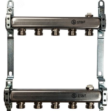 Коллектор из нержавеющей стали для радиаторной разводки 5 выходов SMS 0923 000005 - RG008P0S9QBJIG STOUT