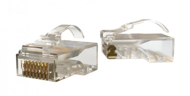 Разъем легкой оконцовки RJ45 (8P8C) под витую пару кат.5E язычок Arch микродюйм PLEZ-8P8C-UA-C5-100 универс. (для ож и мдж кабеля) (уп.100шт) Hyperline 445724