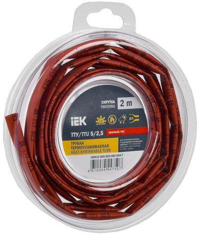 Трубка термоусадочная ТТУ нг-LS 5/2,5 красная (2м/упак) IEK | UDR12-005-D25-002-K04-T