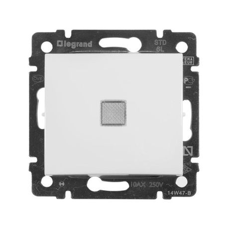 Переключатель проходной 1-кл. СП Valena 10А IP31 250В с зел. индикацией механизм бел. Leg 774426 Legrand