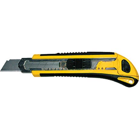 Нож технический 18 мм усиленный прорезиненный, кассета 3 лезвия, Профи - 10263 РОС