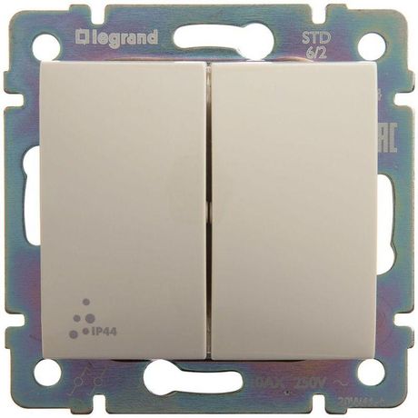 Переключатель проходной 2-кл. СП Valena 10А IP44 250В механизм сл. кость IEK 774198 Legrand (группа IEK)