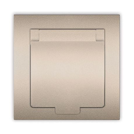 Розетка одноместная с крышкой UNIVersal серия Афинас/з, с/у, 16А, 220В, шампань (еврослот), механизм - A0029-Br Союз
