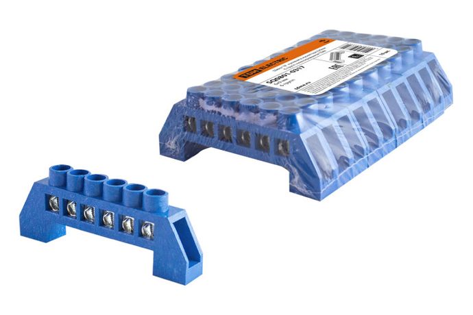 Шина "N" нулевая в изоляторе 6х9мм 6 групп никелированная | SQ0801-0317 TDM