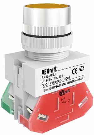 Выключатель кнопочный ABLF ВК-22 d22мм 220В желт. DEKraft 25015DEK APC