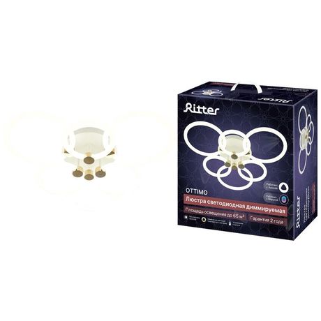 Люстра светодиодная OTTIMO Алиса 144Вт 2700К/4200К/6400К 605х560х130мм 65кв.м ДУ 3 режима диммир. бел./зел. Ritter 51613 6 REV