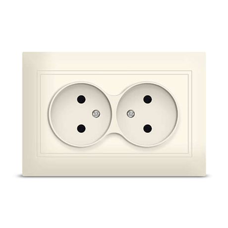 Розетка Севиль 2-ая без заземления слоновая кость (ivory) - Б-С0102 Союз