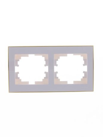 Рамка RAIN двойная горизонтальная белая с боковой вставкой золото - 703-0226-147 LEZARD