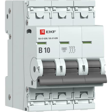 Автоматический выключатель 3P 10А (B) 6кА ВА 47-63N PROxima - M636310B EKF