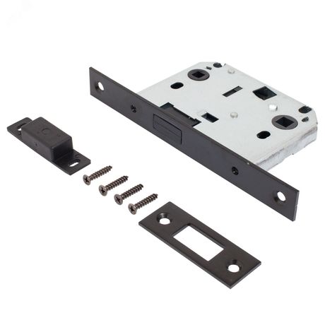 Защёлка Аллюр АРТ L7050-MS BL матовый черный магнитная без ручек с фиксатором - 14541 ПТК