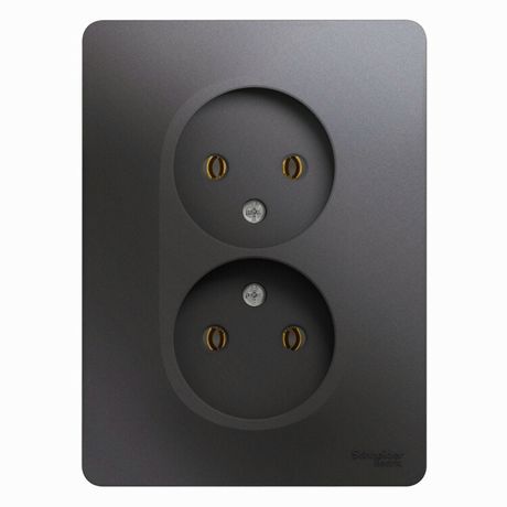 Розетка 2-м СП Glossa 16А IP20 250В без заземл. в сборе графит SE GSL001320 APC