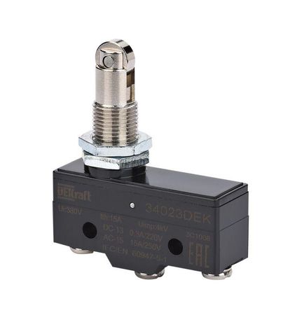 Выключатель концевой 1НО1НЗ миниатюрный горизонт. установ. роликовый плунжерн. типа DEKraft 34023DEK APC