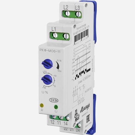 Реле контроля трехфазного линейного напряжения РКФ-М06-11-22 AC690В УХЛ4 (спец.) Меандр A8302-16936762
