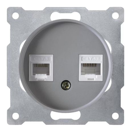 Розетка компьютерная + телефонная 2-м СП Florence RJ45 RJ11 кат.5E механизм сер. (1E20801302) OneKeyElectro 2172840 ССТ