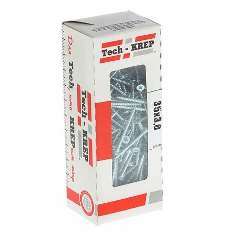 Шуруп универсальный 3х35 потайная головка, остроконечный, оцинкованный (200шт) - коробка 102165 Tech-KREP