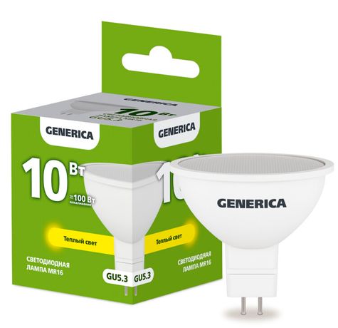 Лампа светодиодная MR16 софит 10Вт 230В 3000К GU5.3 | LL-MR16-10-230-30-GU5-G GENERICA IEK